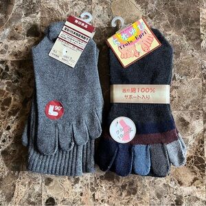 2 Pairs Toes Crew Socks Muji